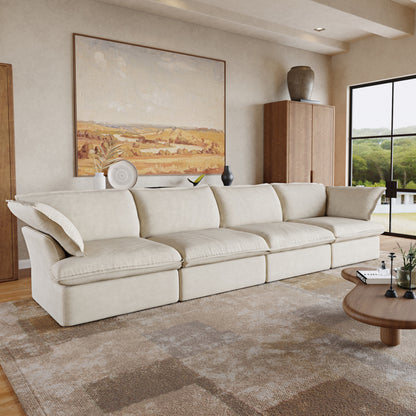 Sabi Modular Boucle Cloud Sofa - Beige - 4-Seater Sofa - Nuvé