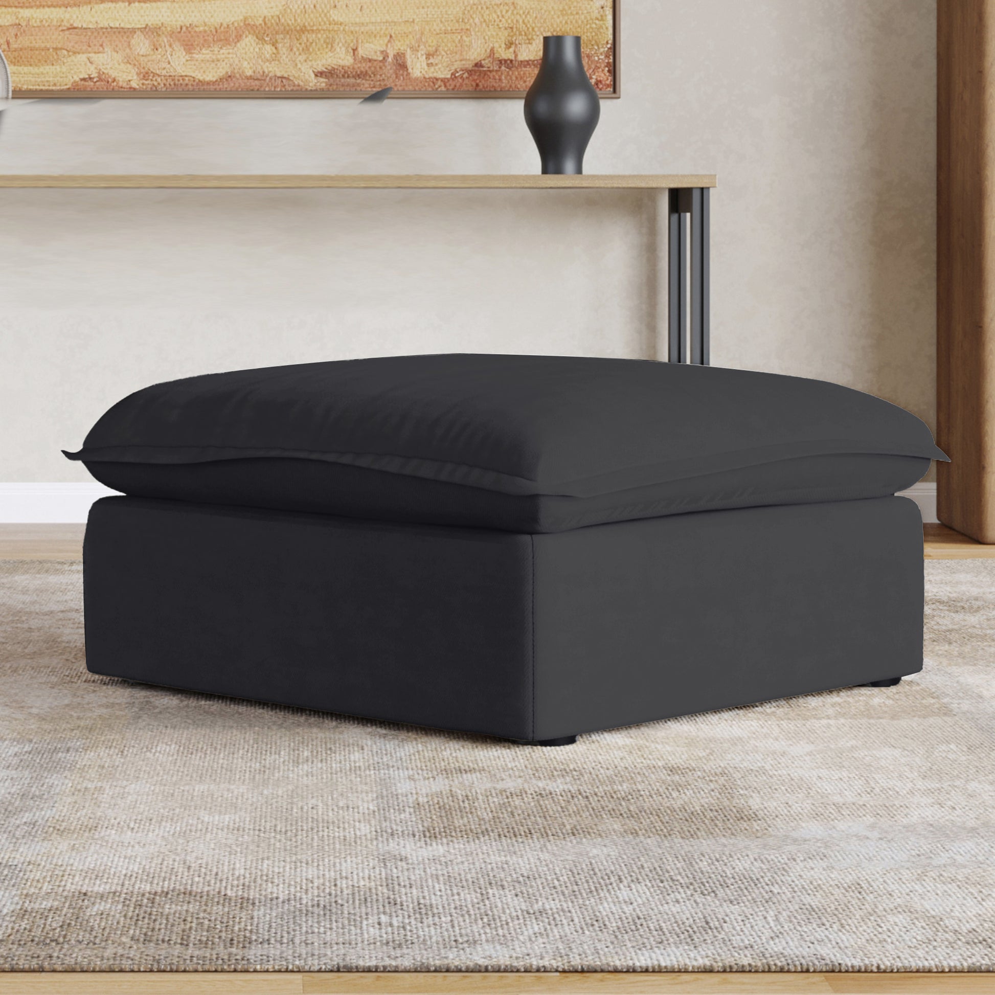 Sabi Modular Boucle Cloud Sofa - Obsidian Black - Single Ottoman - Nuvé