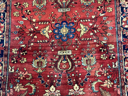 Antique Persian Farahan Sarouk Rug 3.6 x 5, Red, Floral, Traditional Rug, Fine 210 KPSI - Nuvé