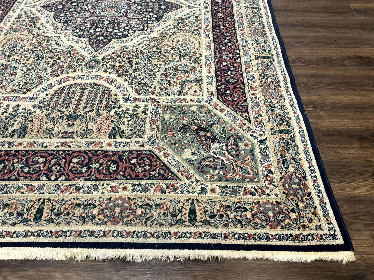 Persian Rug 8x11, Belgium Power Loomed Rug, Kirman Lavar Floral Design, Vintage Rug - Nuvé