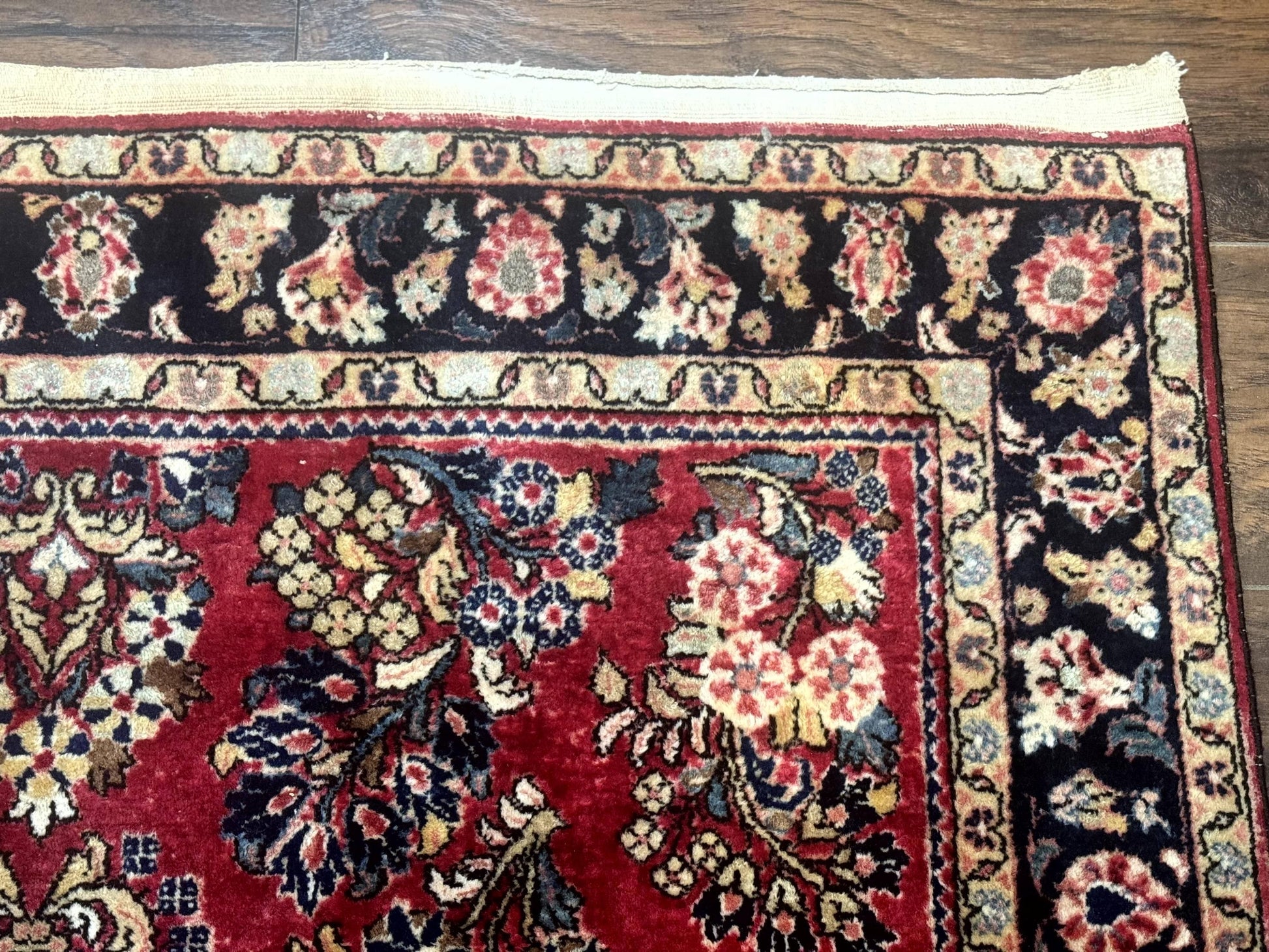 Antique Persian Sarouk Rug 4x7, Floral, Red 1920s Persian Wool Carpet - Nuvé