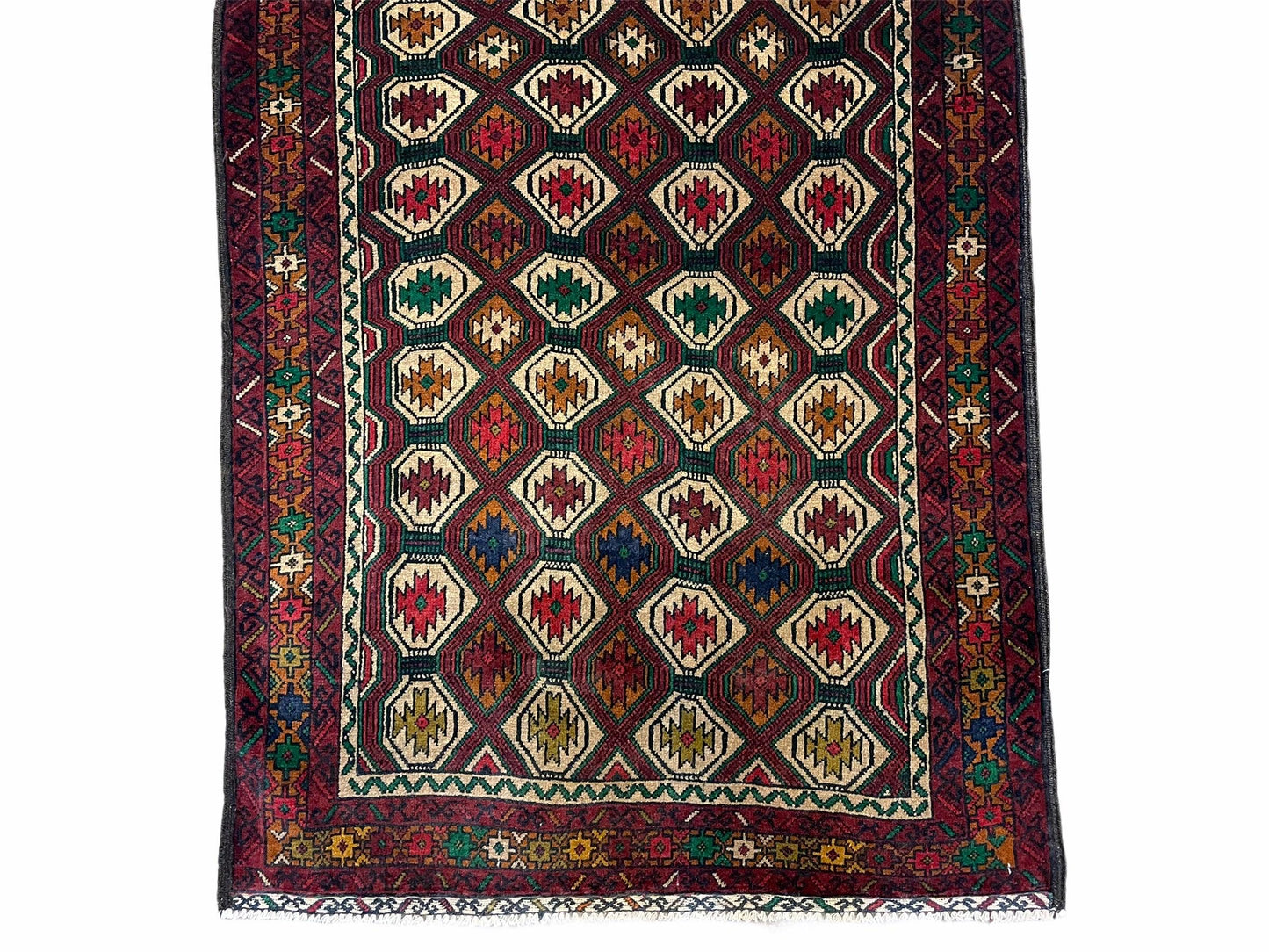 3x5 Vintage Handmade Wool Rug Tribal Turkoman Balouch Prayer Rug Organic Dyes - Nuvé