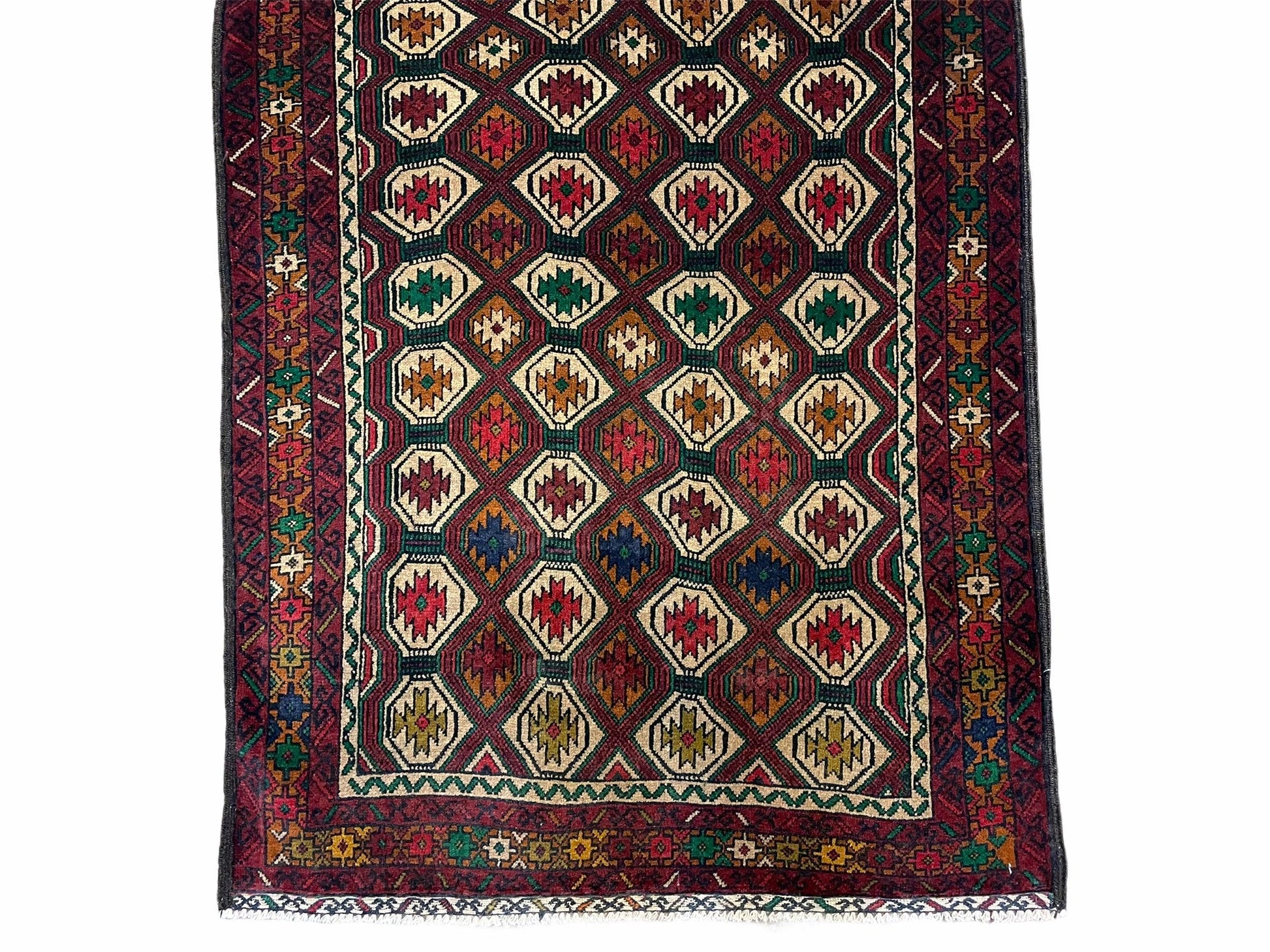 3x5 Vintage Handmade Wool Rug Tribal Turkoman Balouch Prayer Rug Organic Dyes - Nuvé