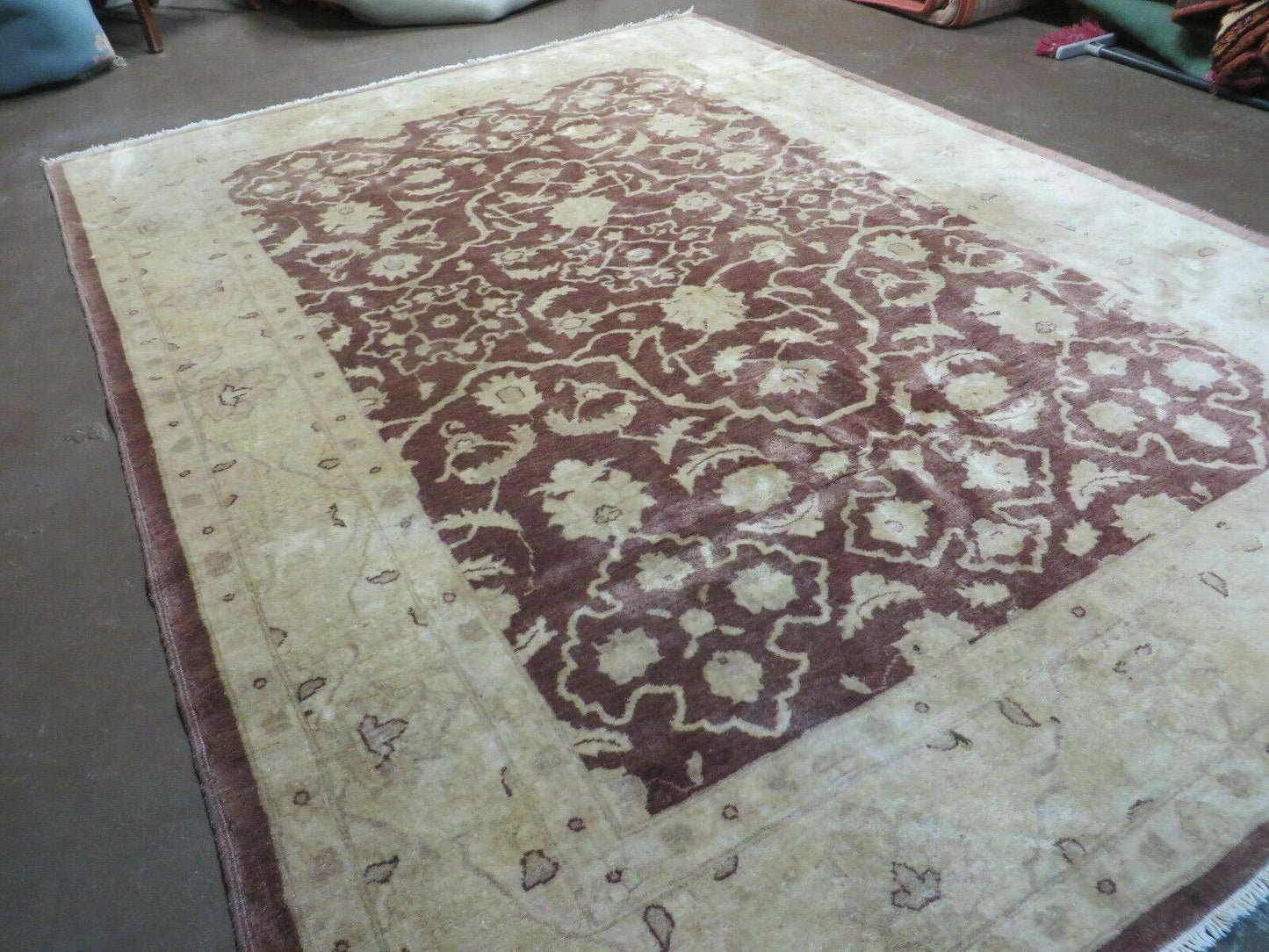 7' X 10' Vintage Fine Handmade Pakistan Peshawar Chobi Floral Wool Rug Vegy Dye - Nuvé
