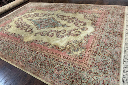 Karastan Rug 8.8 x 12, Pastel Ivory Kirman Rug #784, Wool Karastan Carpet, Original 700 Series, Vintage Karastan Area Rug, Discontinued - Nuvé