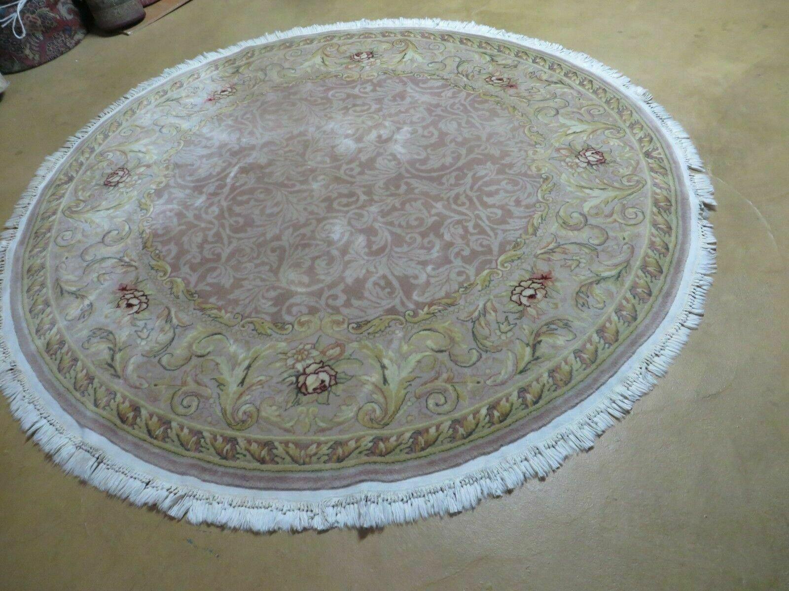 6' X 6' Round Handmade Fine Chinese Floral Oriental Silk Wool Rug Carpet Nice - Nuvé