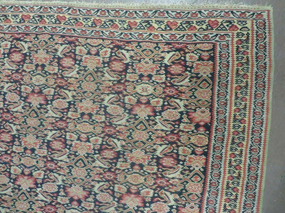4' X7' Antique Handmade Turkish Wool Kilim Soumak Flat Weave Rug Tribal Organic - Nuvé