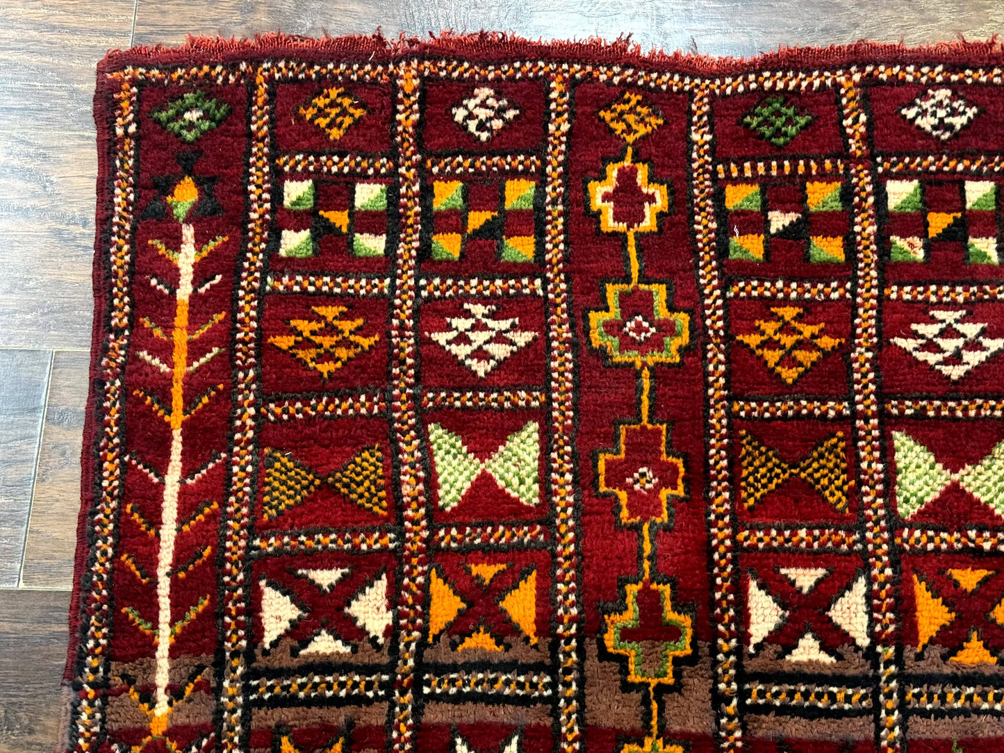 Moroccan Berber Tribal Rug 3x5, Geometric Area Rug, Red Orange Brown - Nuvé