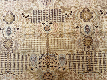 Pakistani Carpet 9x12, Finely Hand Knotted 270 KPSI, Cream, Allover Pattern - Nuvé