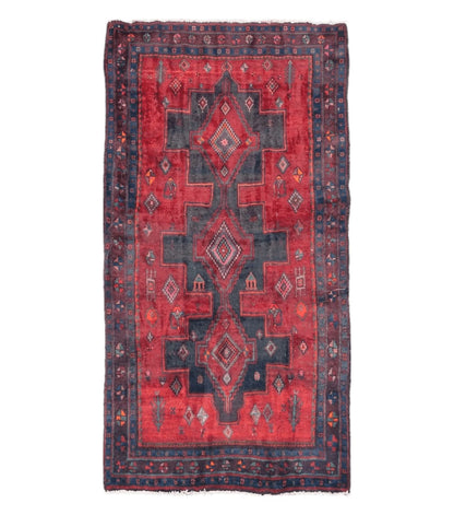 4' X 8' Antique Handmade India Geometric Oriental Wool Rug Veg Dyes Nice