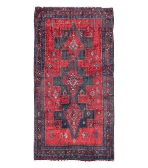 4' X 8' Antique Handmade India Geometric Oriental Wool Rug Veg Dyes Nice