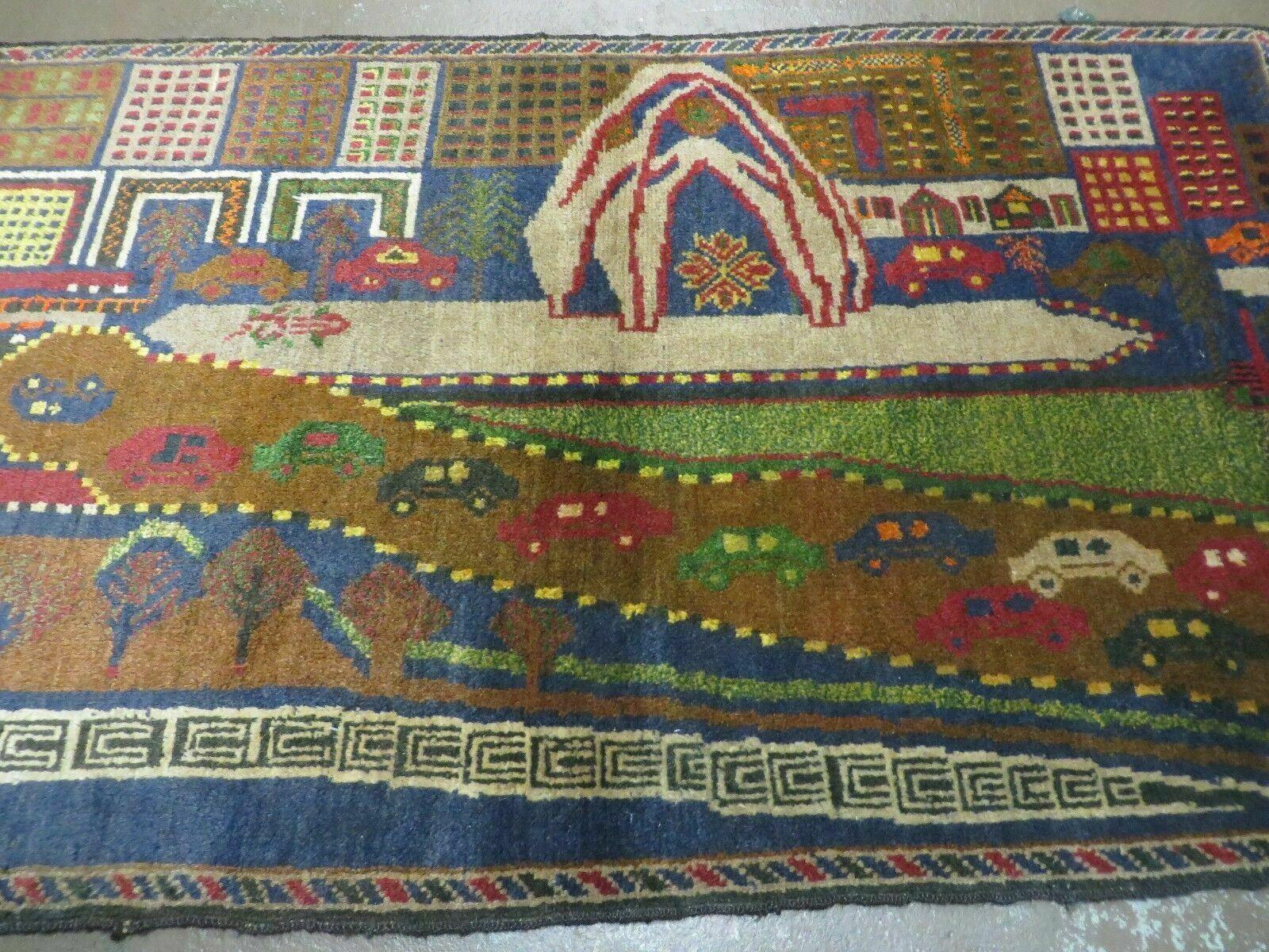 3' X 5' New Vintage Handmade Afghan Balouch Tribal Wool Pictorial Rug # 303 - Nuvé