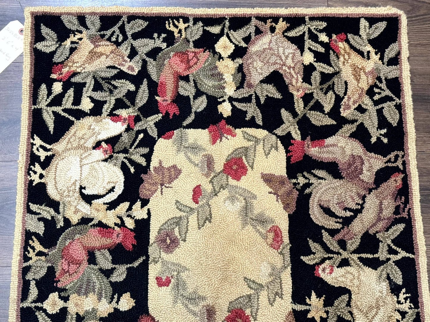 Small Vintage Hooked Rug, Roosters, Handmade, Wool - Nuvé