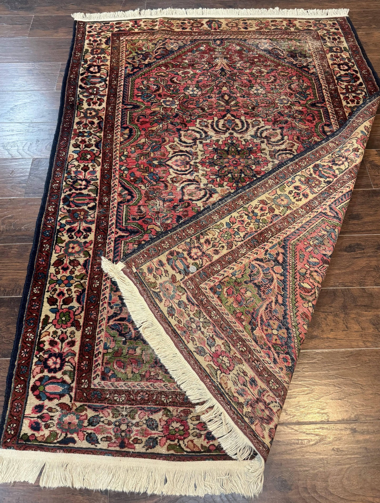 Antique Persian Malayer Rug 4'7" x 6'6" – 1920s Tribal Red Wool Carpet - Nuvé