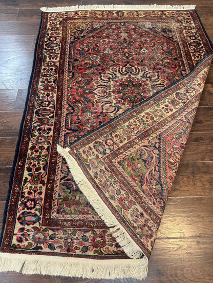 Antique Persian Malayer Rug 4'7" x 6'6" – 1920s Tribal Red Wool Carpet - Nuvé