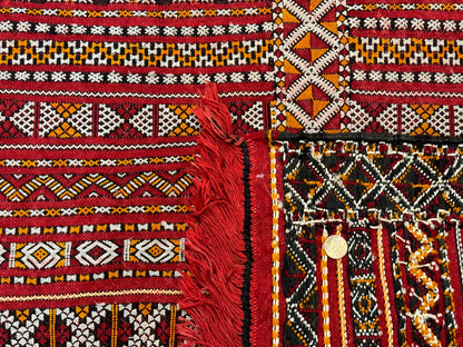 Moroccan Kilim Rug 4x8, Flatweave, Bohemian, Red Ivory Orange - Nuvé