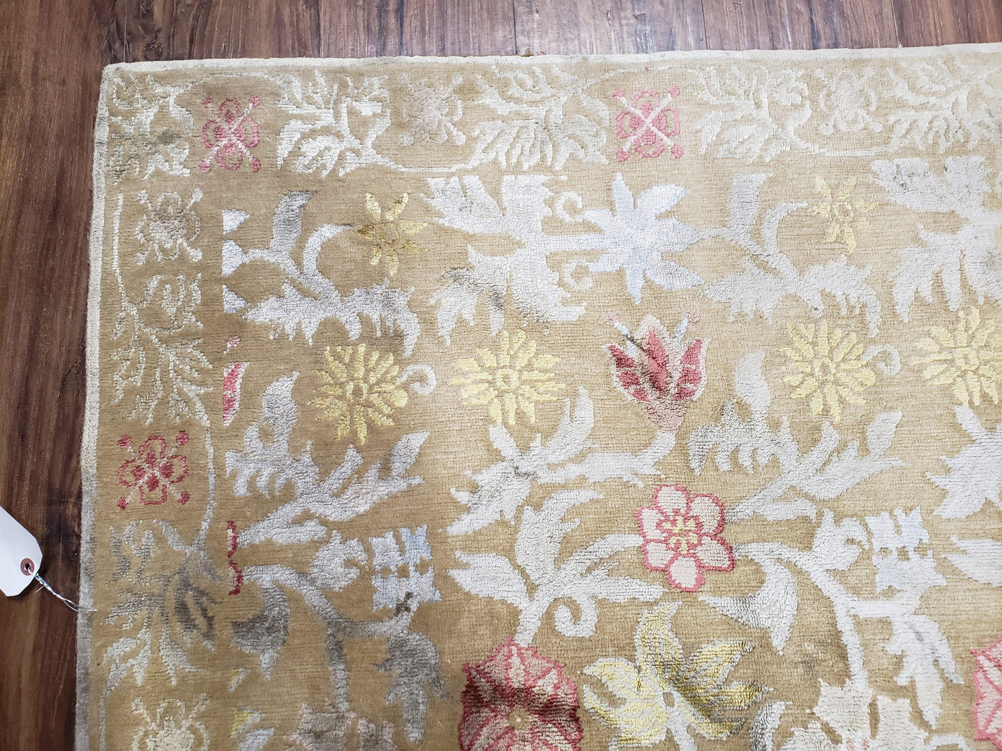 Modern Tibetan Rug 6x9, Wool and Silk Tibetan Rug, Handmade Tibetan Rug, Silk Flowers, Contemporary Rug, Soft Rug, Tibetan Area Rug, Tan - Nuvé