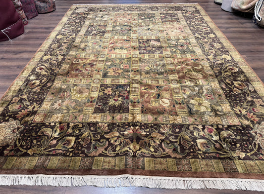 Indo Persian Rug 8.6 x 12 Panel Design Vintage Soft Wool Pile Multicolor - Nuvé