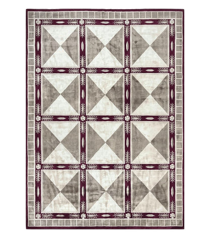 Indo Tibetan Rug 10x14, Nepali Carpet, Large Soft Wool Area Rug, Olive Tan Maroon, Contemporary Rug 10 x 14 ft Living Room Rug, Handmade Rug