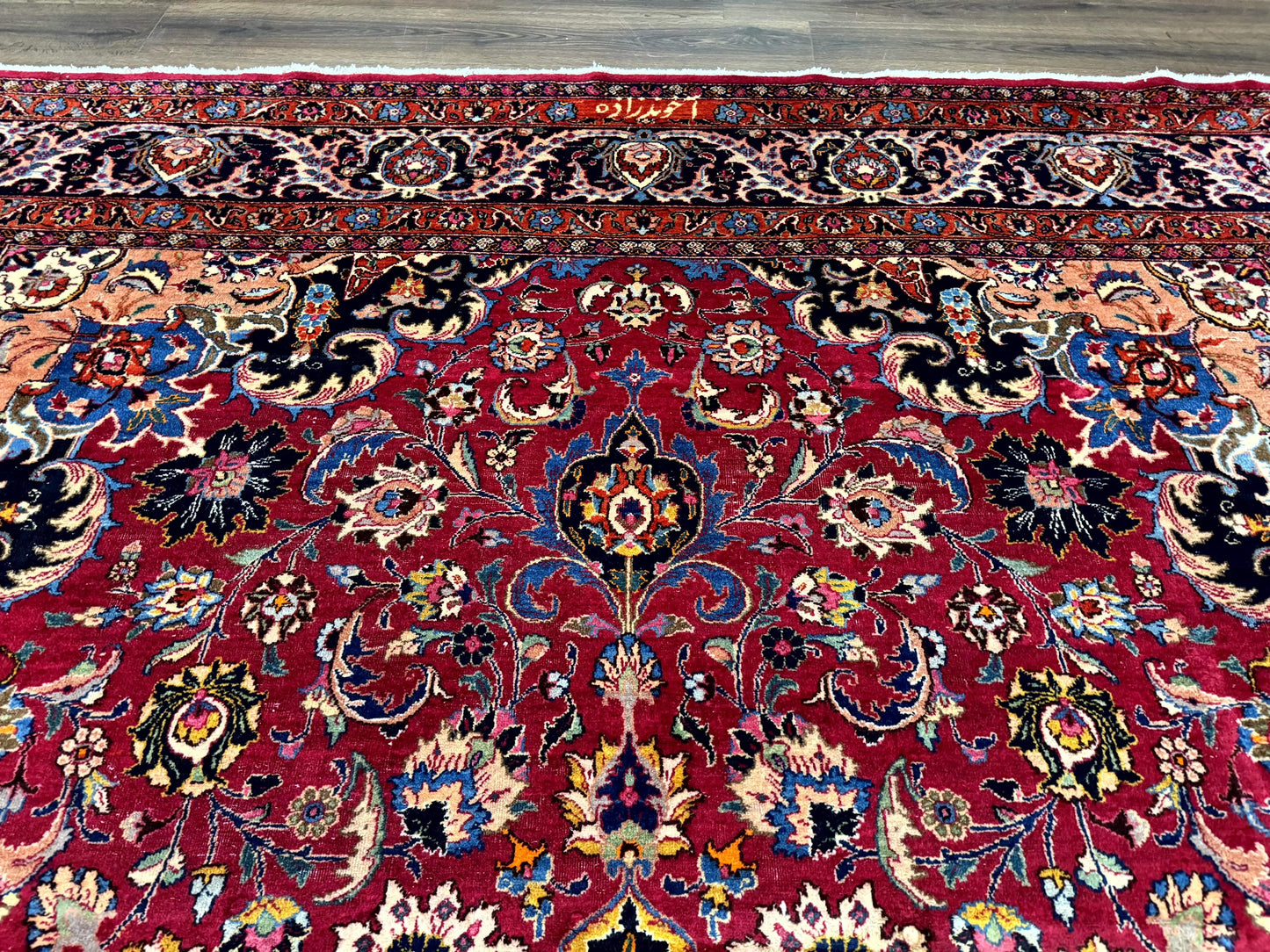 Red Persian Mashad Rug 10x13 - Floral Medallion Signed By Masterweaver - Nuvé