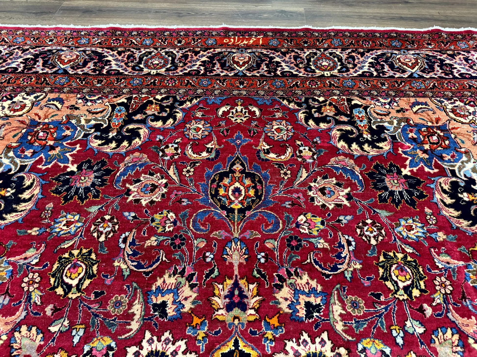 Red Persian Mashad Rug 10x13 - Floral Medallion Signed By Masterweaver - Nuvé