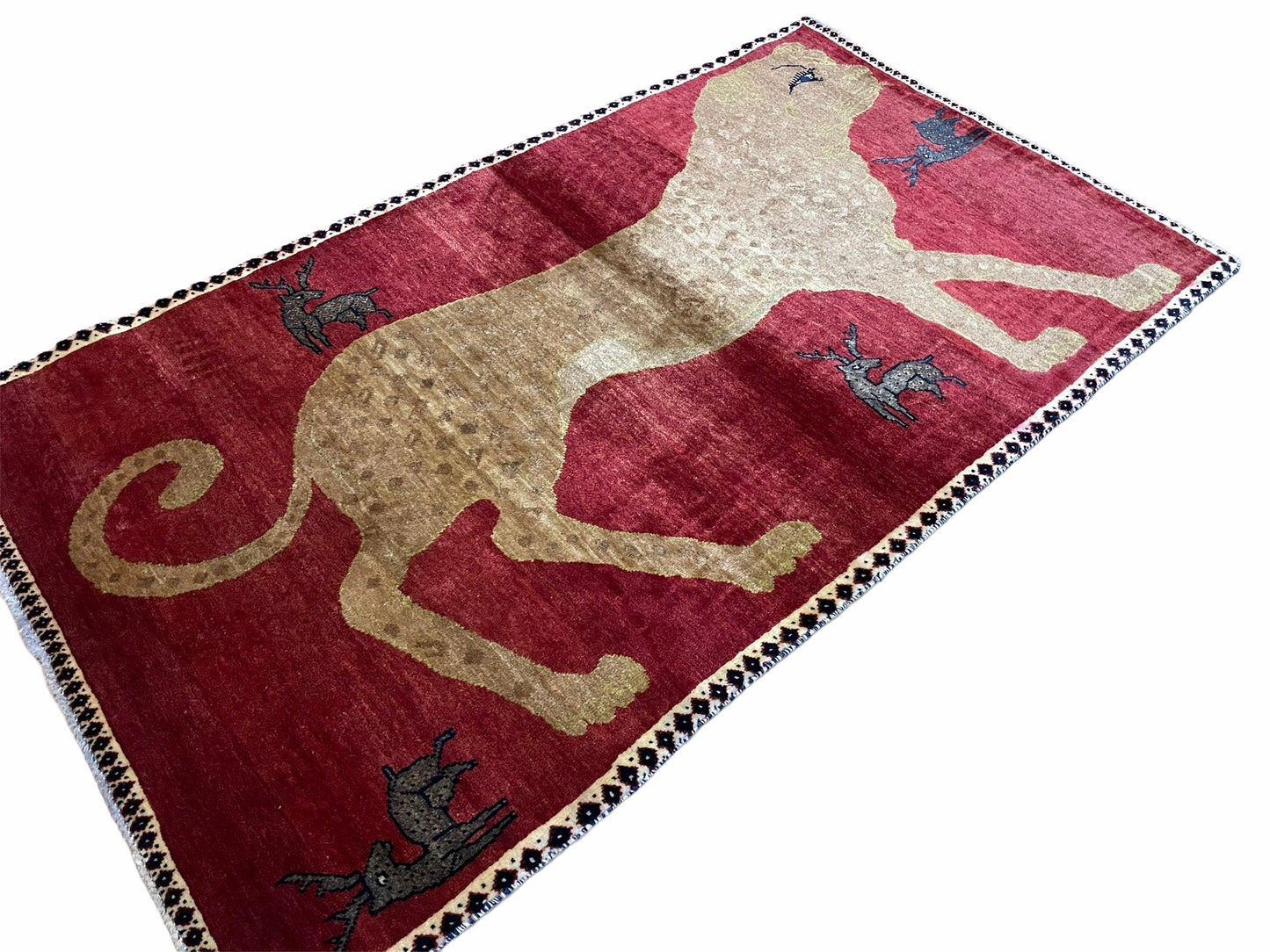 3.5 X 6 Handmade New Vintage Quality Wool Rug Leopard Red Tribal Hand-Knotted - Nuvé