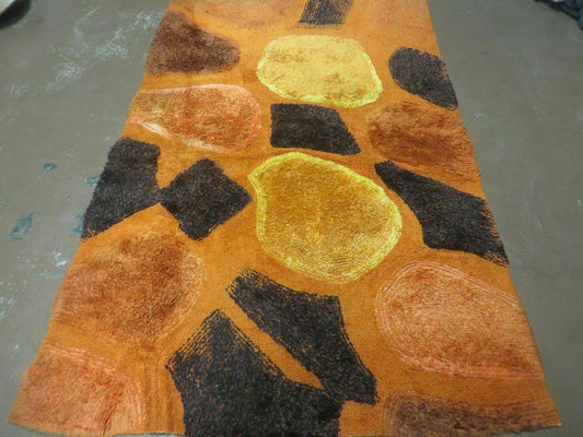 4' X 6' Modern Handmade Hooked Rug Wool Abstract Nice - Nuvé