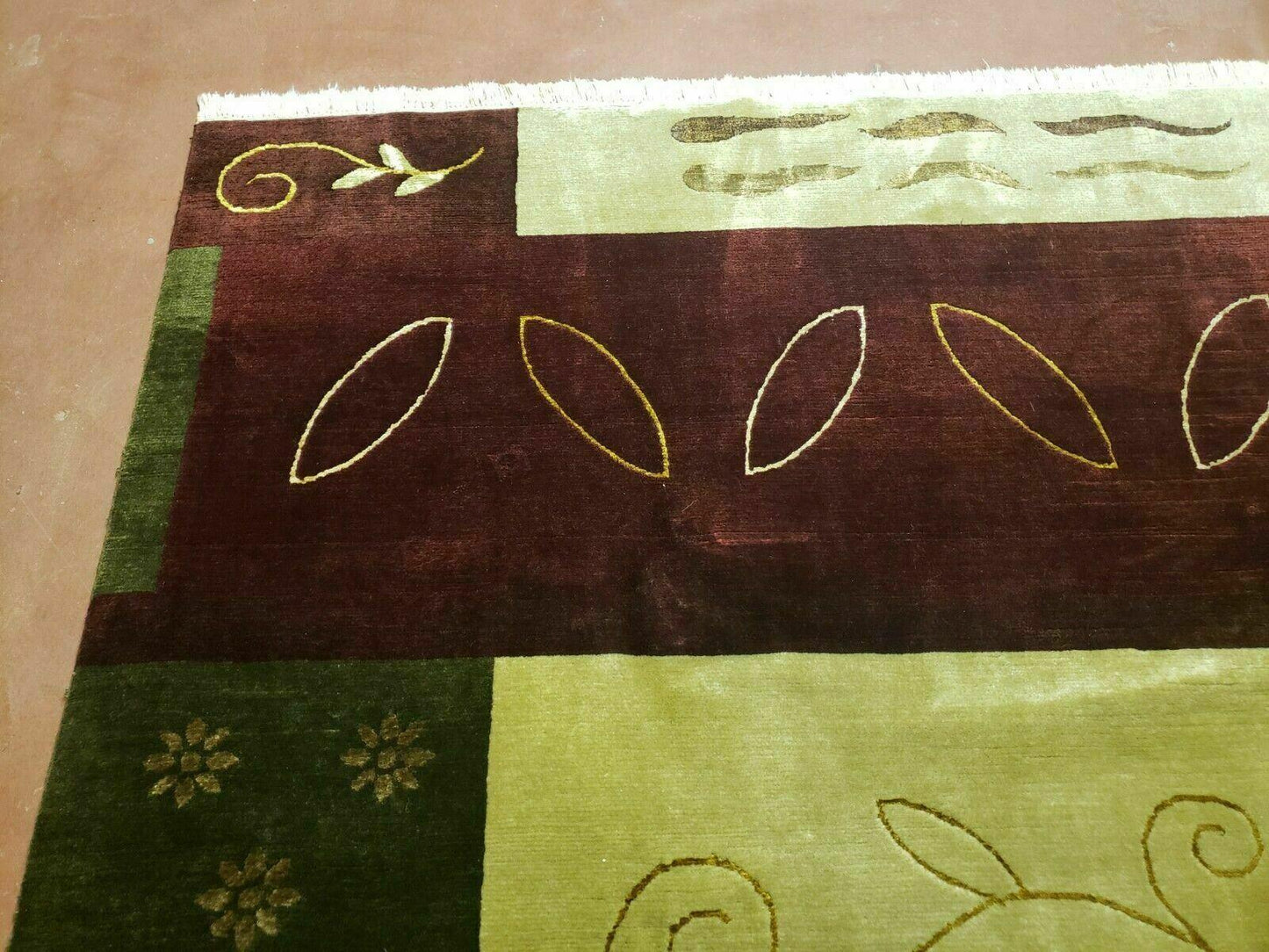 6' X 9' Modern Handmade Tibetan Nepal Wool & Silk Rug Decorative Abstract Gold - Nuvé
