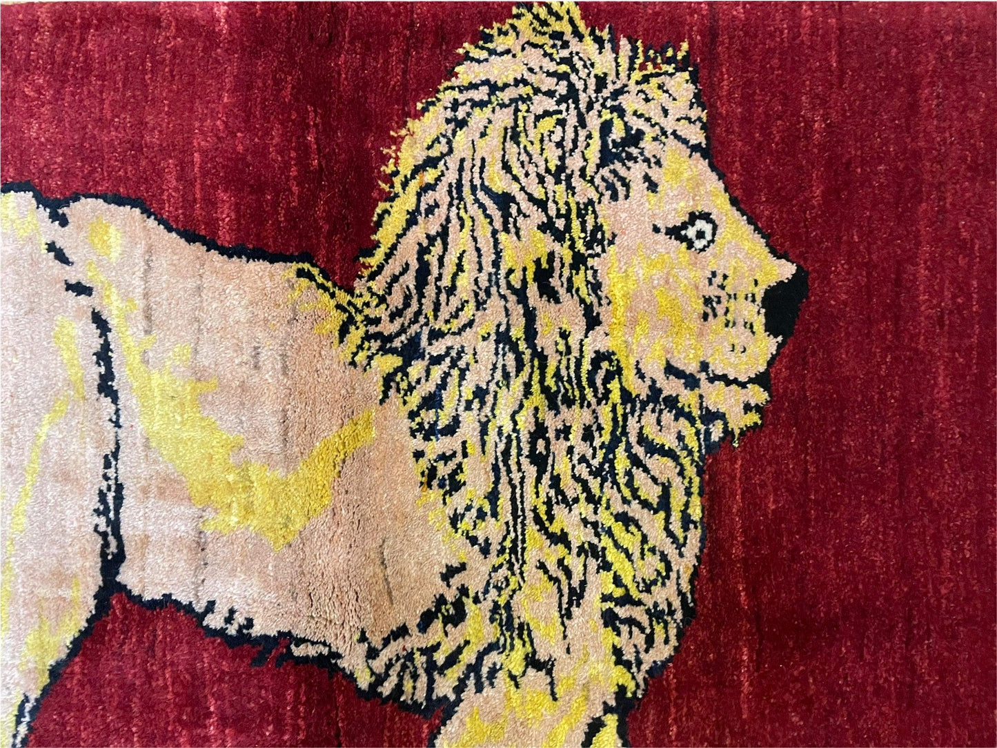3 X 5 Handmade New Vintage Rug Quality Wool Lion Red Veggy Dyes Hand-Knotted - Nuvé
