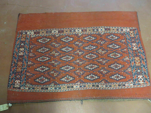 2'8" X 4' Antique Handmade Tribal Wool Rug Pillow Case Yamud Flat Weave Diamond - Nuvé