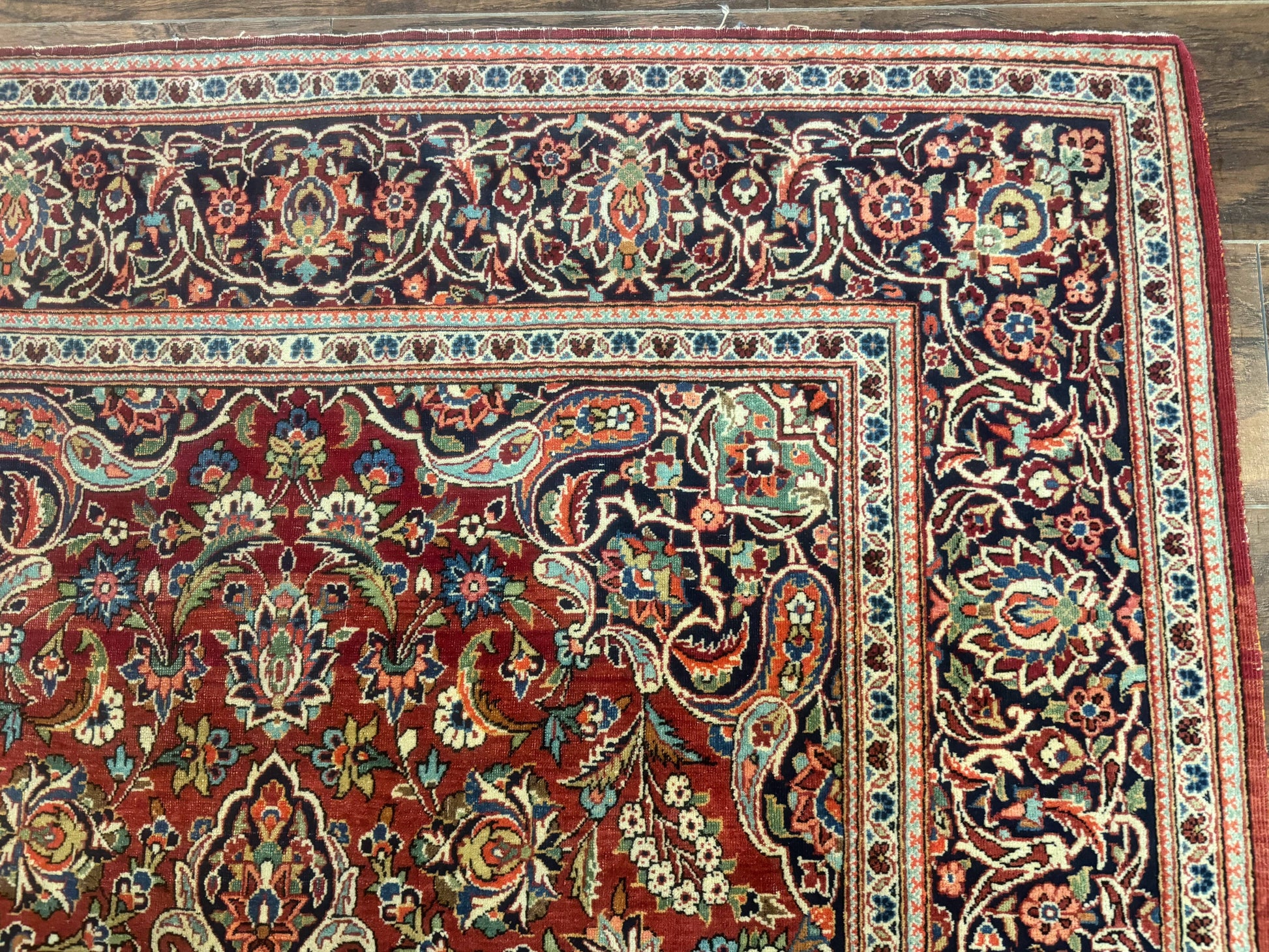 Persian Kashan Rug 4x7, Red, Floral Medallion, Vintage, Wool - Nuvé