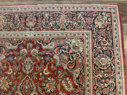 Persian Kashan Rug 4x7, Red, Floral Medallion, Vintage, Wool - Nuvé