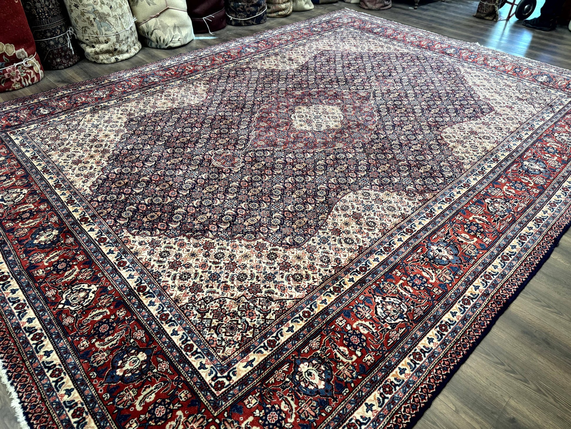 Persian Tabriz Rug 11x14 Navy Blue Herati Wool Carpet - Nuvé