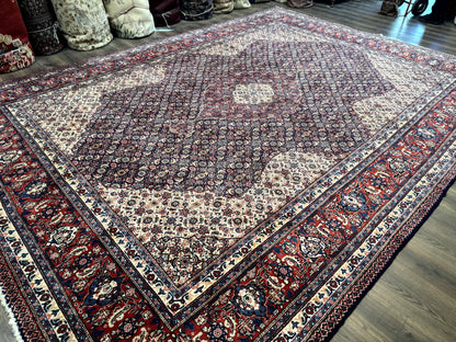 Persian Tabriz Rug 11x14 Navy Blue Herati Wool Carpet - Nuvé