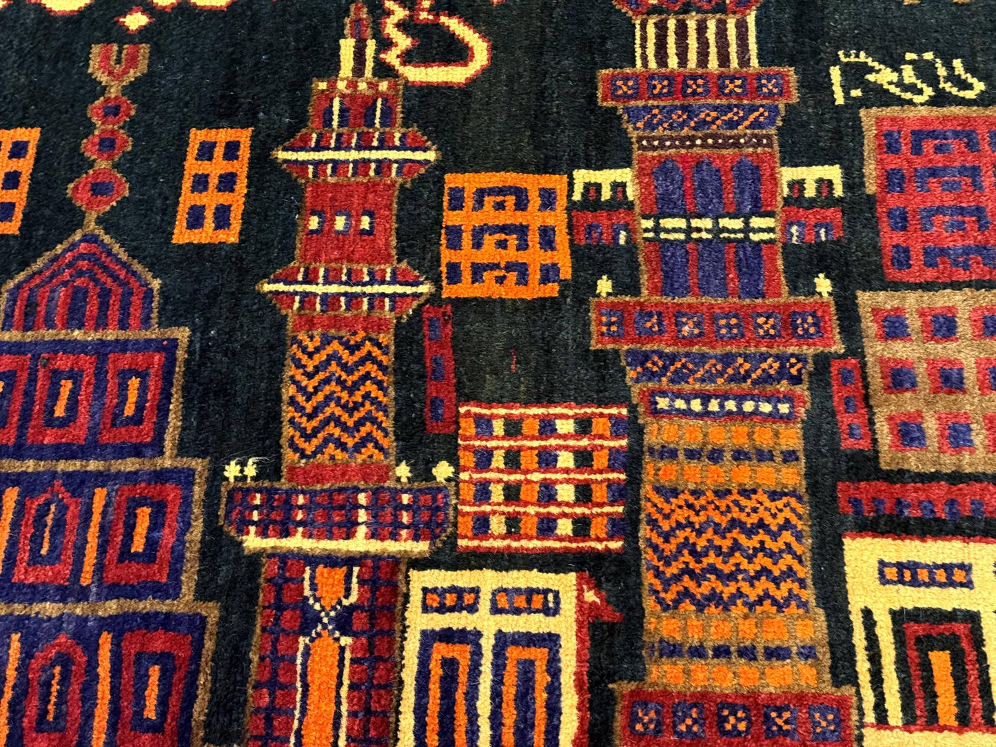 Balouch Rug 3x5, City Pictorial, Afghan Rug - Nuvé