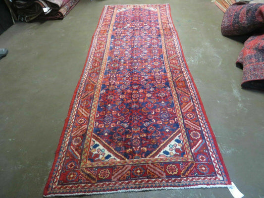 3' 6" X 10' 4" Antique Handmade India Floral Oriental Wool Runner Rug # 128 - Nuvé