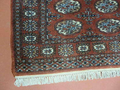 3' X 4' Vintage Handmade Pakistan Turkoman Bokhara Fine Woven Wool Rug - Nuvé