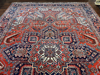Antique Persian Heriz Rug – 11x16 Palace Size, Geometric Medallion, 1920s - Nuvé