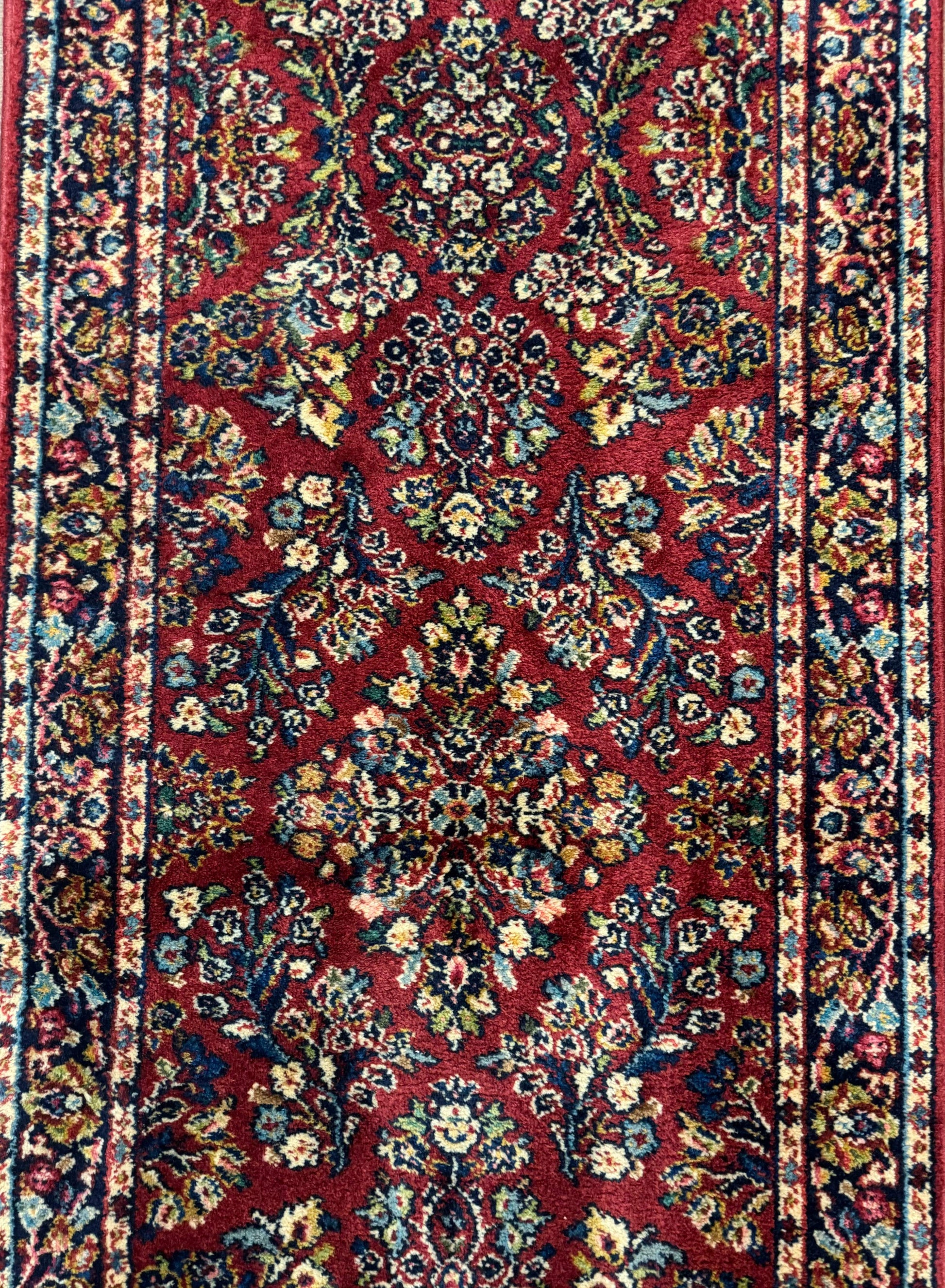 Karastan Runner Rug 2.6 x 8.6, Red Sarouk #785, Original 700 Series, Wool, Rare - Nuvé