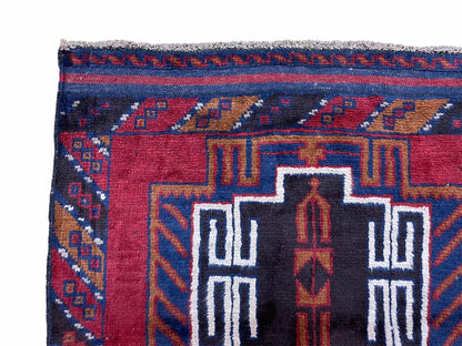 3 X 5 Vintage Handmade Tribal Wool Rug Balouchi Rug Afghan Rug Red Beige Nice - Nuvé