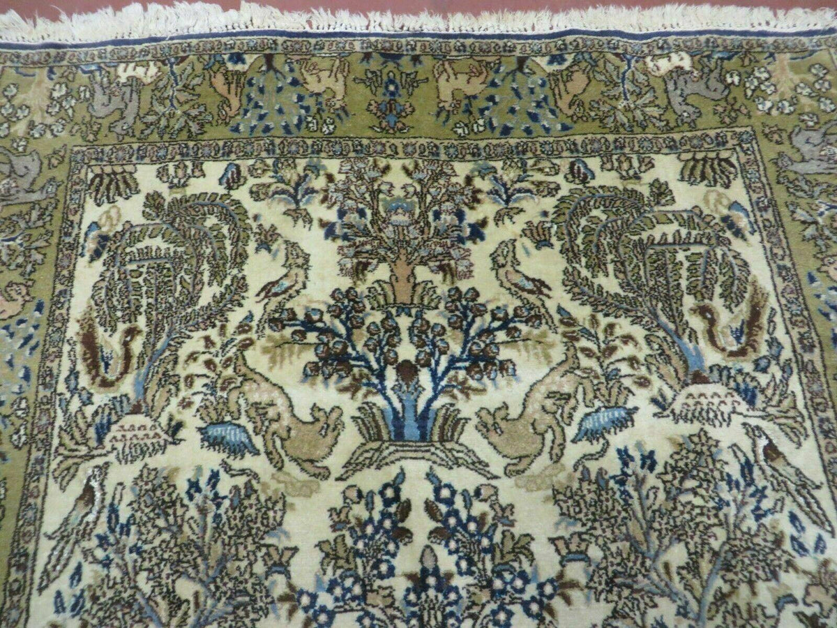 4' X 6 Handmade India Oriental Fine Pictorial Tree Of Life Wool Silk Rug Wow