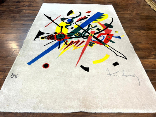 Danish Rya Shag Rug 6x9, EGE Axminster Carpet, Ivory, Modern Abstract Rug, Signed by Designer - Nuvé