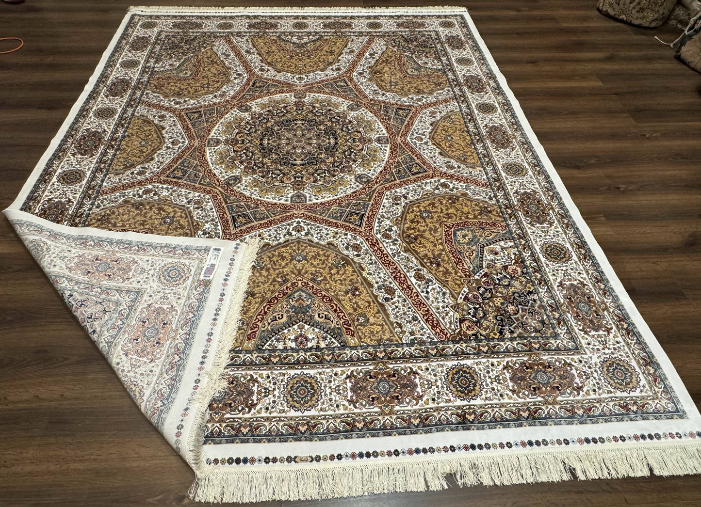 Turkish Silk Rug 8x10, Dome Design, Hereke Carpet, Bamboo Silk, New - Nuvé