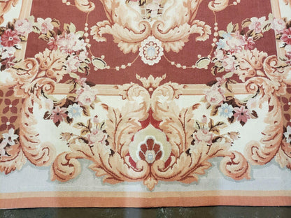 6' X 9' Vintage Handmade Chinese Needlepoint Wool Rug Flat Weave