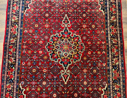Antique Persian Rug 5x7, Red, Fine 260 KPSI, Bidjar Carpet - Nuvé