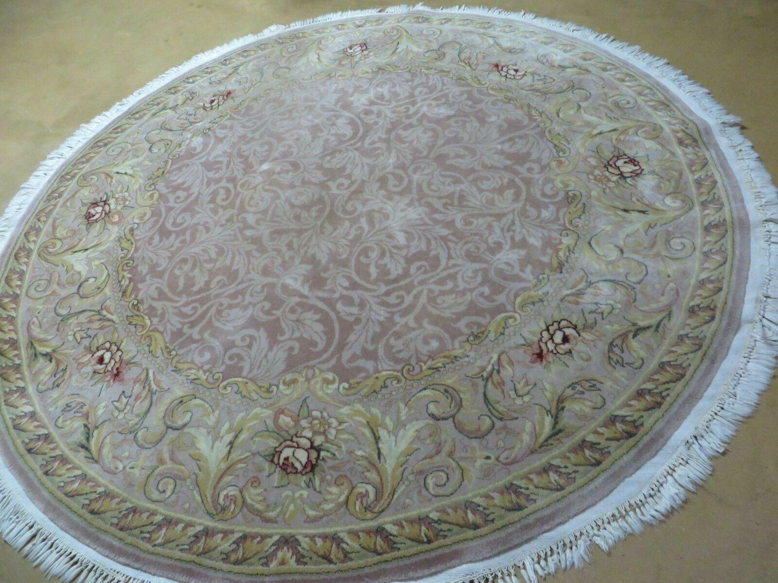 6' X 6' Round Handmade Fine Chinese Floral Oriental Silk Wool Rug Carpet Nice - Nuvé