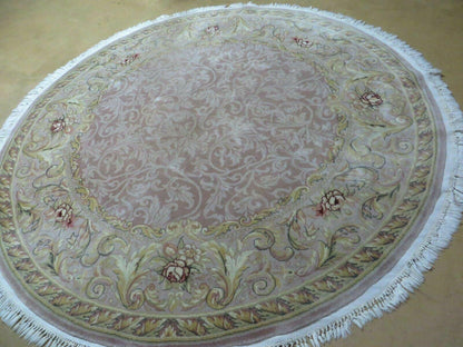 6' X 6' Round Handmade Fine Chinese Floral Oriental Silk Wool Rug Carpet Nice - Nuvé