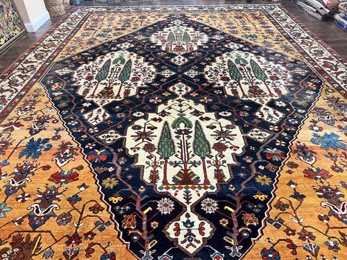 Antique Persian Bakhtiari Rug 14x19 – Rare Palace Size Carpet - Nuvé