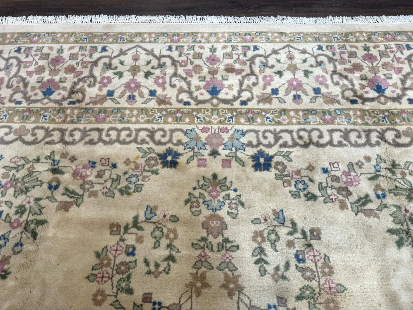 Indo Persian Rug 12x15, Palace Sized Carpet, Oversized Wool Handmade Rug, Kerman Rug, Semi Open Field, Pande Cameron Rug, Beige - Nuvé