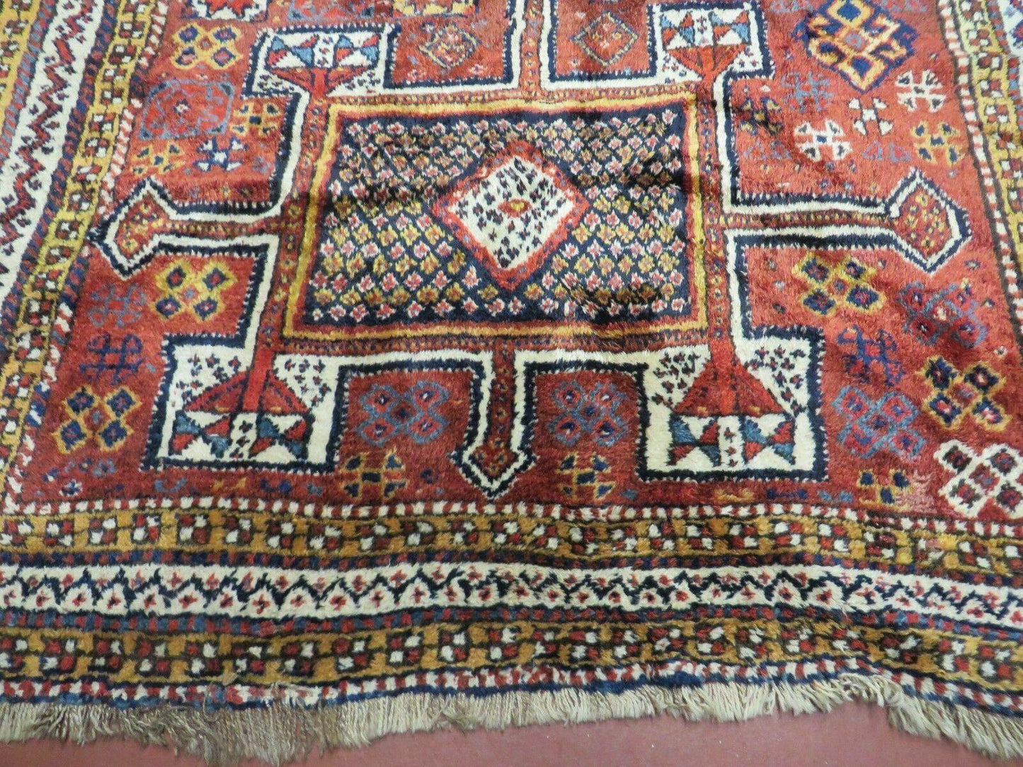 Antique Moroccan Runner Rug 4x9, Wide Runner, Hand Knotted Tribal Oriental Carpet, Hallway Rug, Geometric Medallions, Red, Bohemian Rug Nice - Nuvé